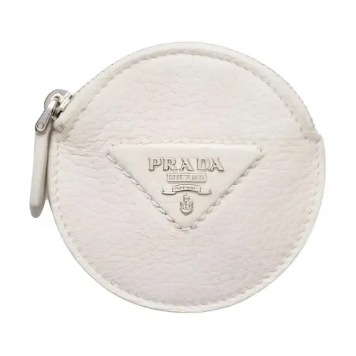 PRADA Leather Coin Purse Women's White