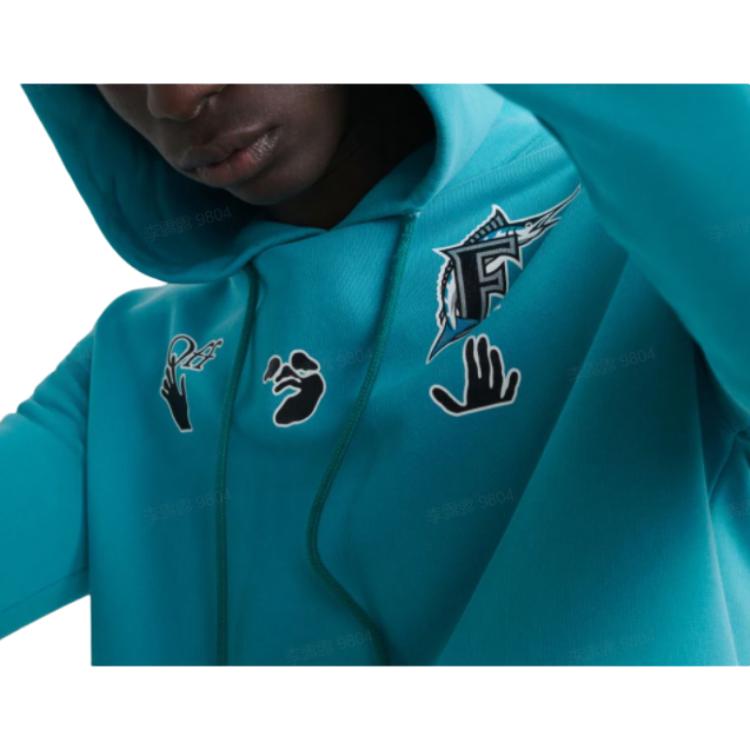Мужское худи OFF-WHITE x MLB x New Era (синее) — фото 5
