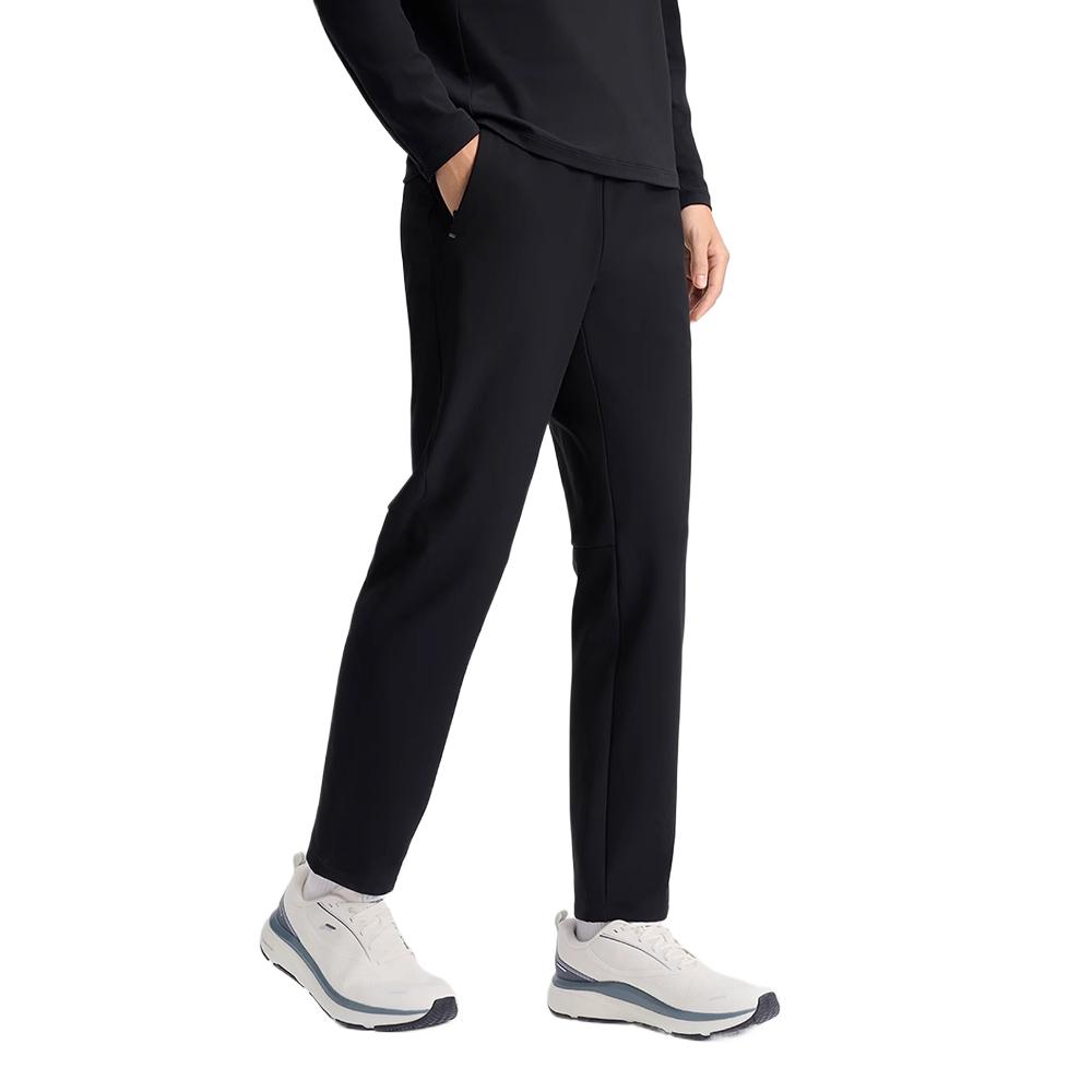 FILA Fitness Minimalist Style Brand Logo Fitness Comfortable Thermal Fleece Lined Woven Sports Pants Men’s Pitch Black