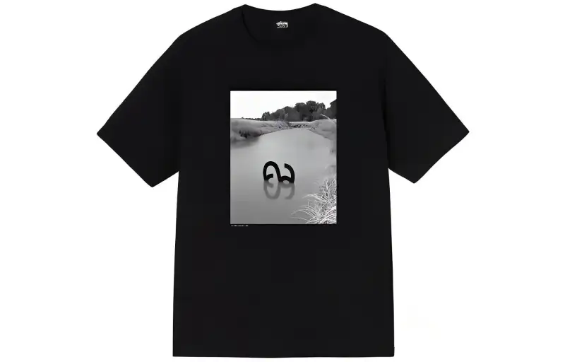 Stussy T Shirts Unisex Black Crew Neck Moderate Straight Fit