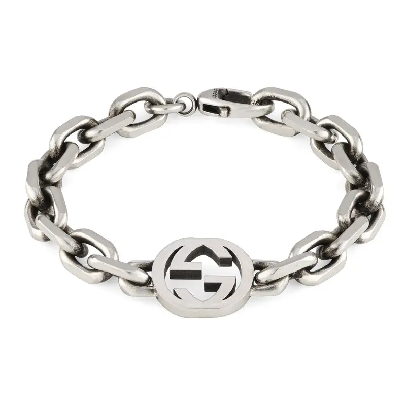 Мужской аксессуар Gucci Interlocking G 925 (серебряный) — фото 13