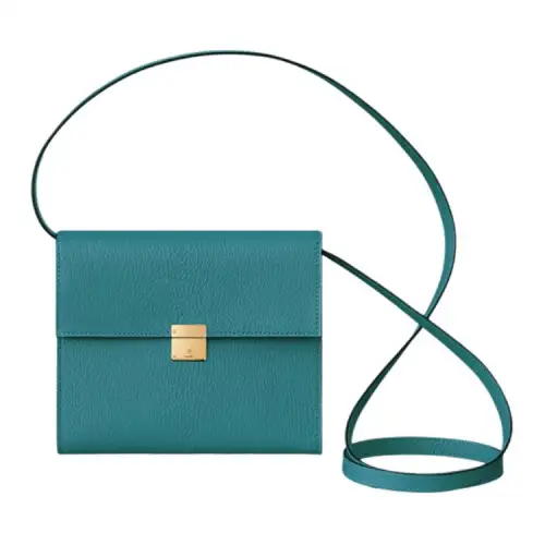 HERMES Clic Mysore Goat Skin Shoulder Bag Women's W0 Vert Bosphore Bosphorus Green