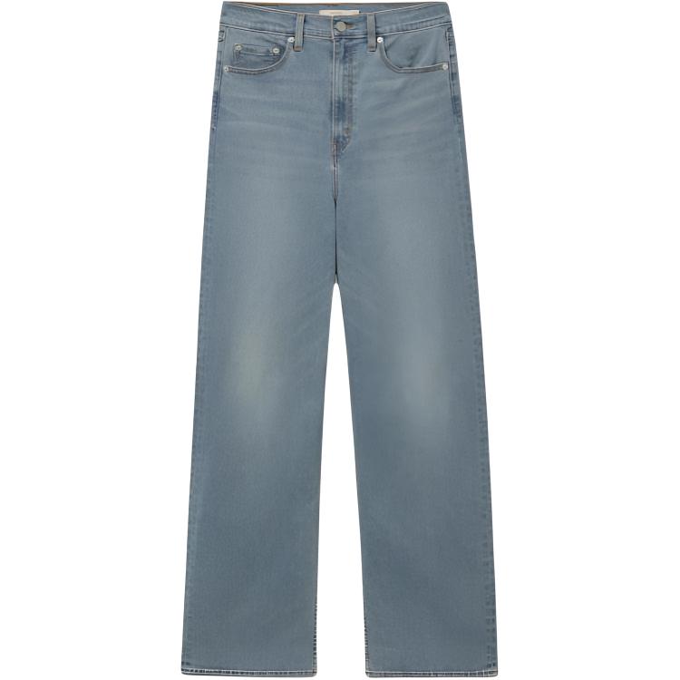 Solid comfortable blue loose straight jeans