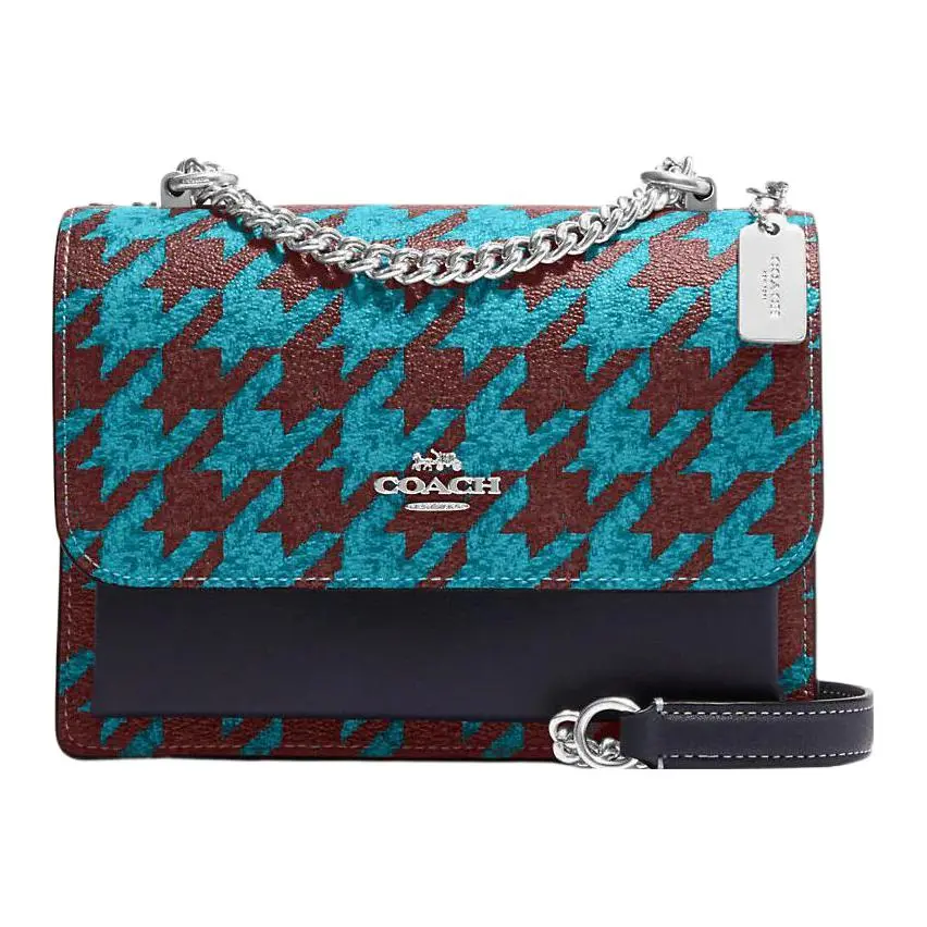 COACH Klare Canvas With Leather Square Bag, Crossbody Bag, Shoulder Bag Small Women's Blue & Brown