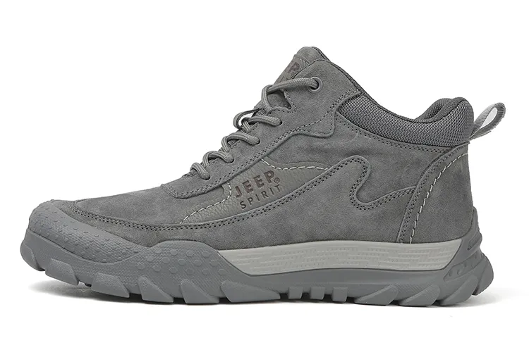 JEEP SPIRIT Waterproof Abrasion Resistant Waterproof And Wear resistant Ankle Length Outdoor Boots Men's Gray