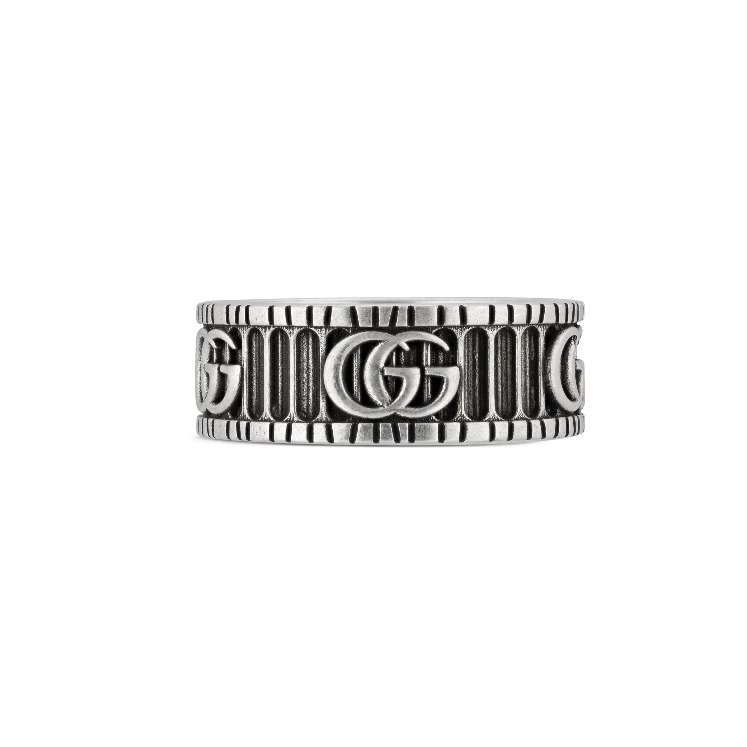 Унисекс кольцо Gucci GG Marmont G 925 / (серебристо-черное) — фото 15