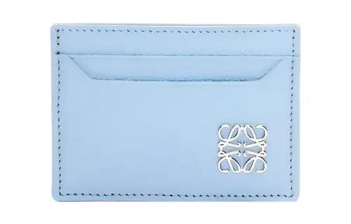 LOEWE Anagram Pebble Texture Cow Leather Card Holder Women's Blue