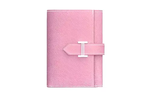 HERMES Bearn Silver Tone Buckle Epsom Calfskin Wallet Women's 3Q Rose Sakura Cherry Blossom Pink