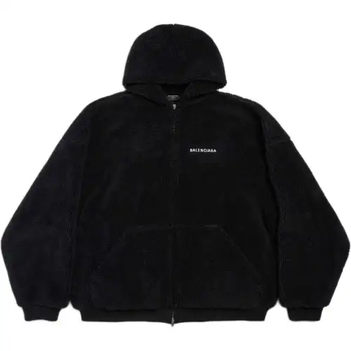 Balenciaga Logo Embroidered Zip-Up Hoodie