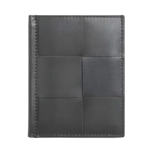 Bottega Veneta Calfskin Card Holder Men's Black & Ice Blue