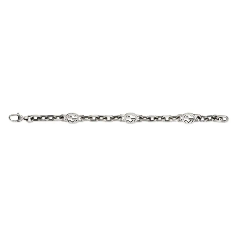 Унисекс браслет Gucci Interlocking 3G 925 (серебряный) — фото 3