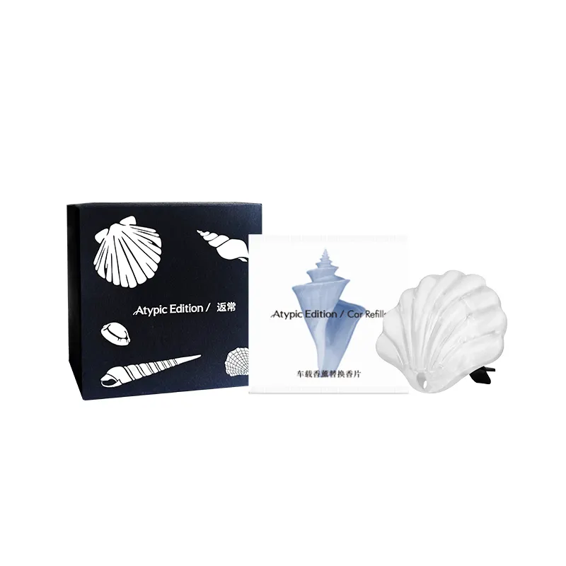 ATYPIC EDITION Car Fragrance Gift Box Air-conditioning Oral Fragrance Ornament Long-lasting Fragrance Deodorization High-end Shell Decoration Seaside Atmosphere Holiday Style Resin Material Car Perfume Aromatherapy Universal