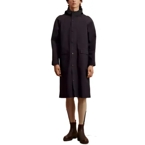 HERMES Parka Coats Men's Marine Blue Moderate