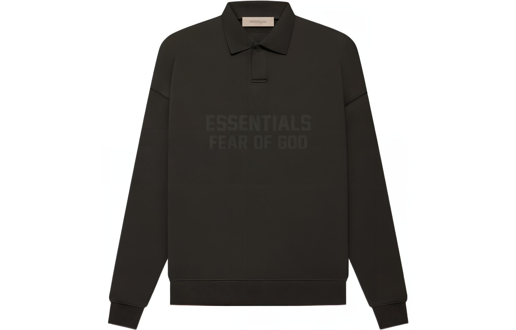 Женское поло Fear of God Essentials FW22 Womens Ls Polo (серо-черное)