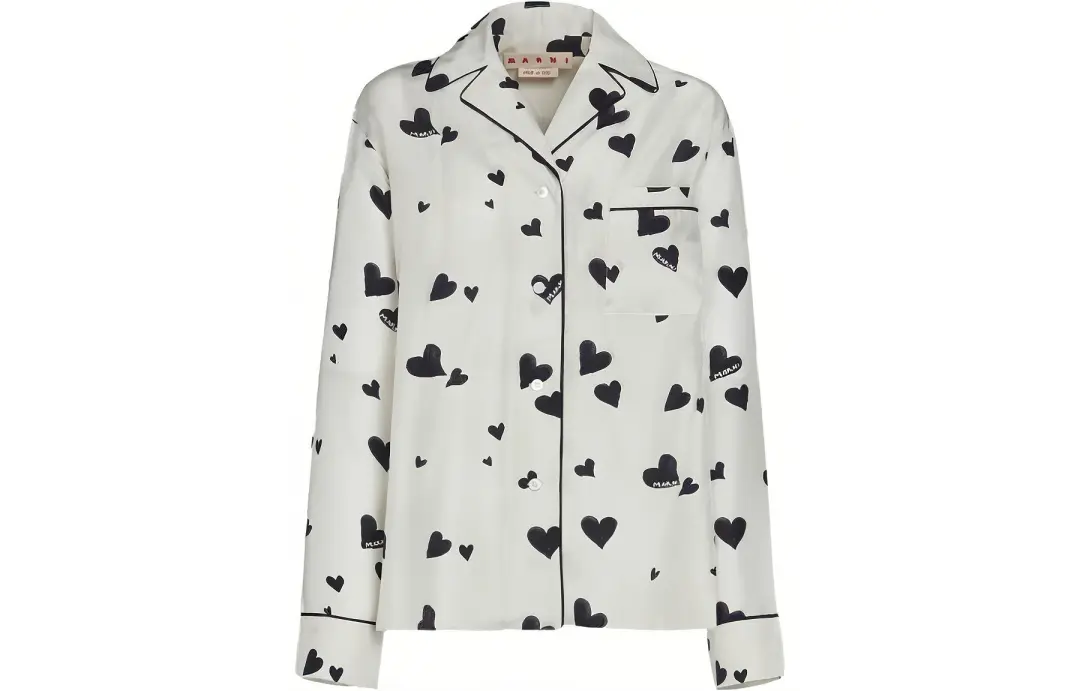 MARNI Bunch Of Hearts Silk Pajama Shirt