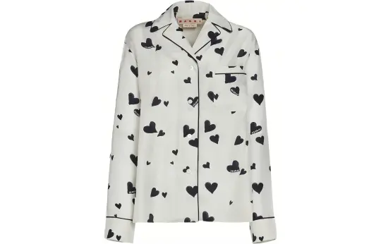 MARNI Bunch Of Hearts Silk Pajama Shirt