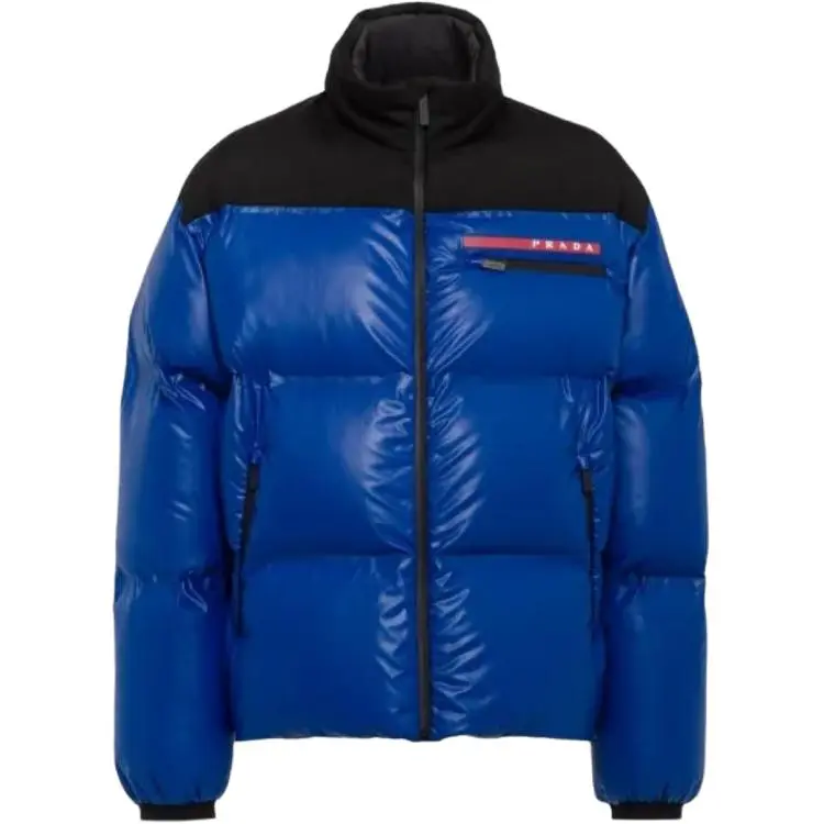PRADA Down Jackets Men's Blue Stand Collar Moderate