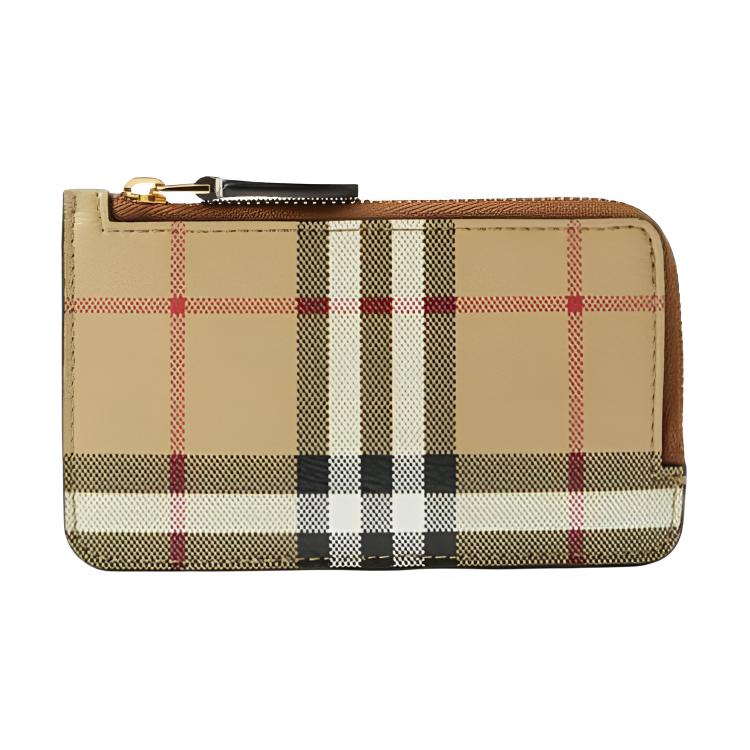 Burberry Calfskin Trim Wallet, Card Holder Women's Beige