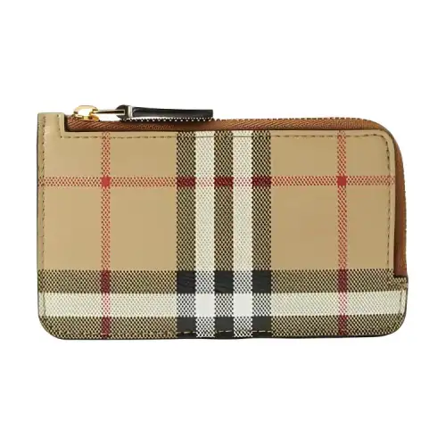 Burberry Calfskin Trim Wallet, Card Holder Women's Beige