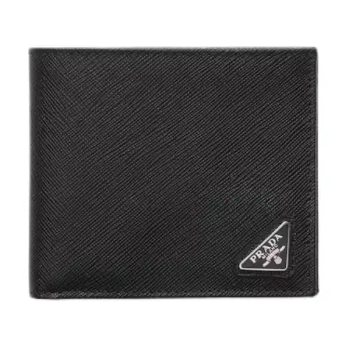 PRADA Saffiano Calfskin Wallet Men's Black