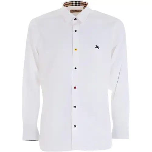 Burberry Shirts Men's White Lapel Moderate Shirt