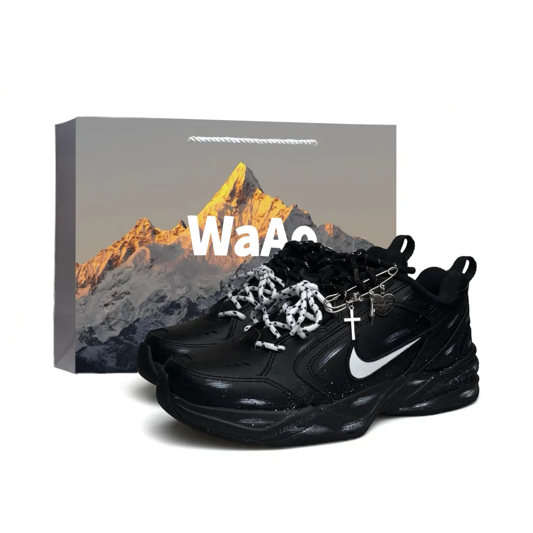 Nike Air Monarch 4 WAO Abrasion Resistant Height Increasing Thermal Low top Chunky Sneakers Unisex Black White