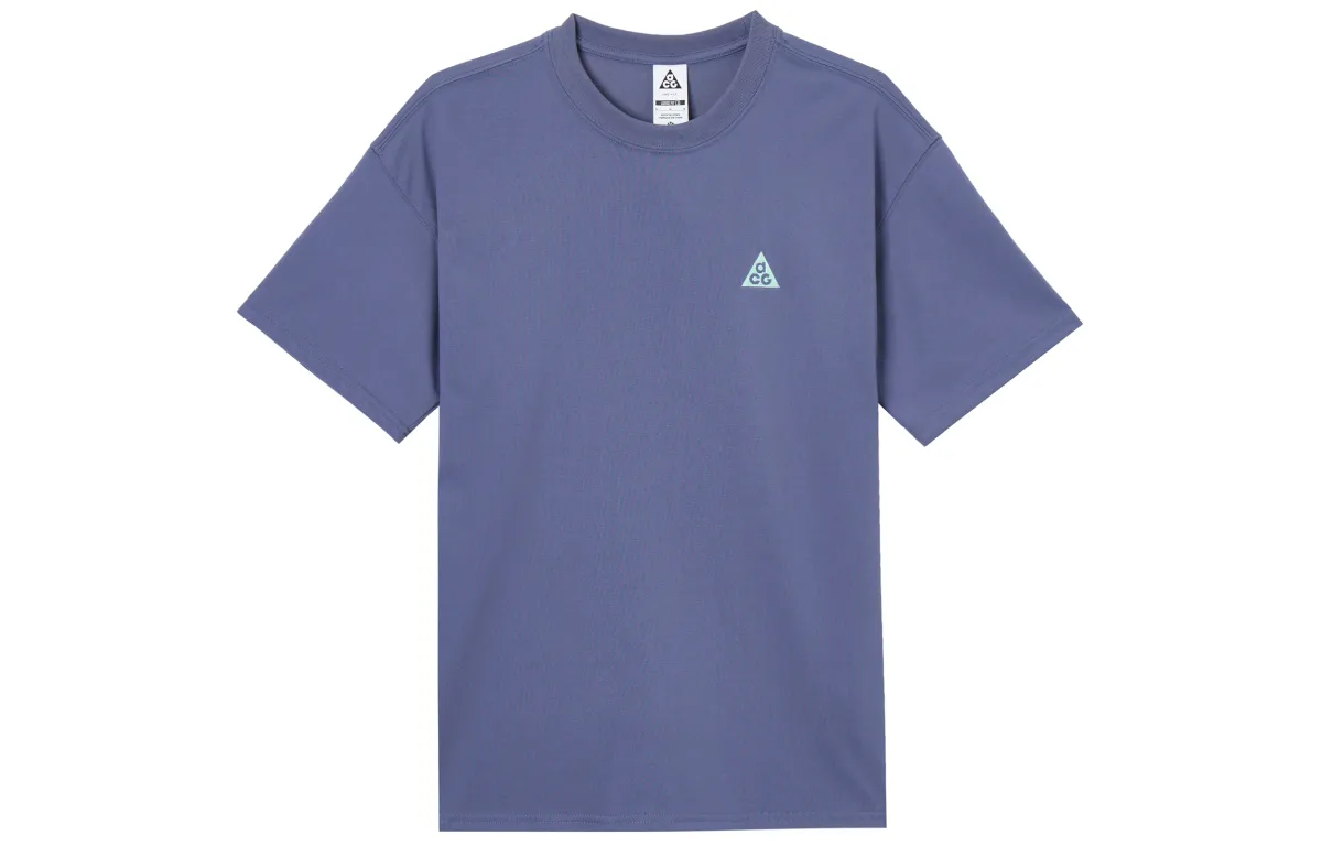 Nike ACG T-Shirts Men's Sand Purple Crew Neck Moderate Straight Fit