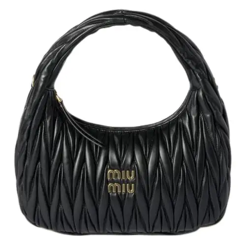 MIU MIU Wander Soft Sheep Leather Handbag Regular Women's Black