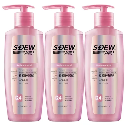 Perfumed shower gel amino acid based, moisturizing silky fragrant perfume contains rose strongly flavoured, long-term effect