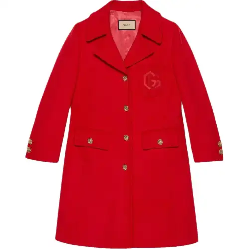 GUCCI Coats Women's Red Lapel Moderate Straight Fit