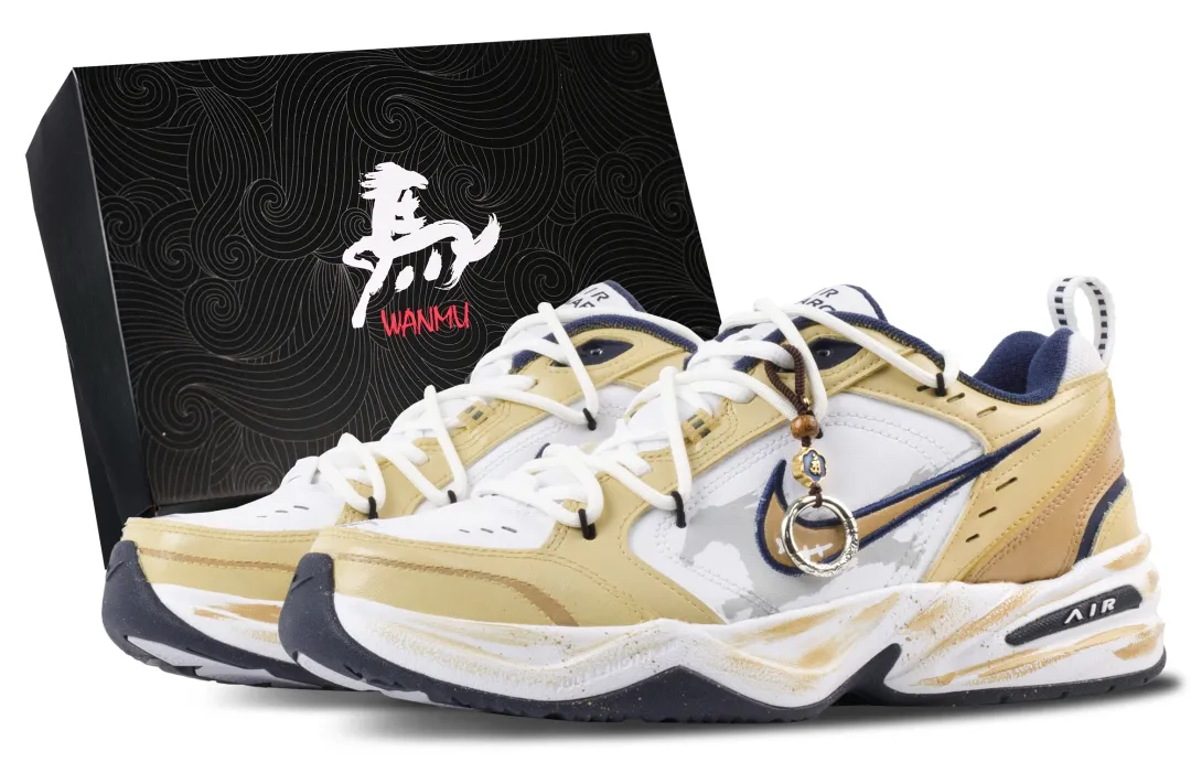 Nike Air Monarch 4 Jinge Tarpang Abrasion Resistant Low top Chunky Sneakers Unisex White Yellow