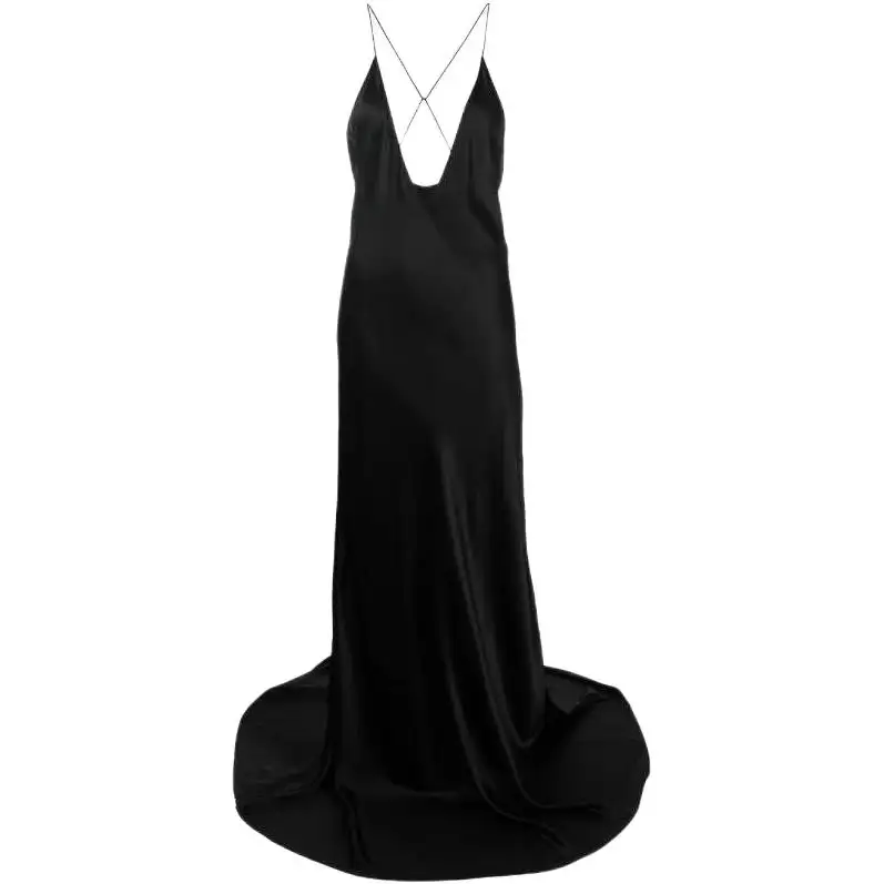 SAINT LAURENT V-Neck Open Back Maxi Dress