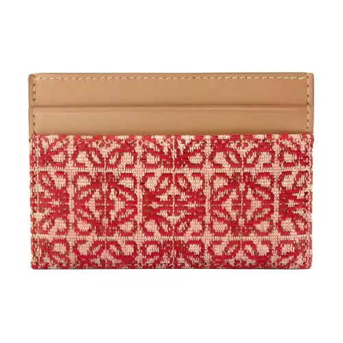 LOEWE Cow Leather Card Holder Women's Red/Desert Brown