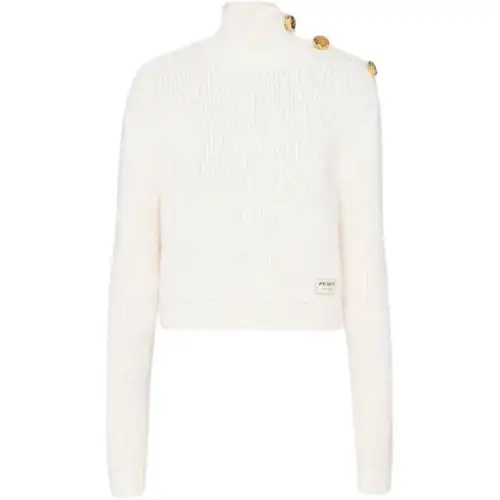 button-embellished wool jumper