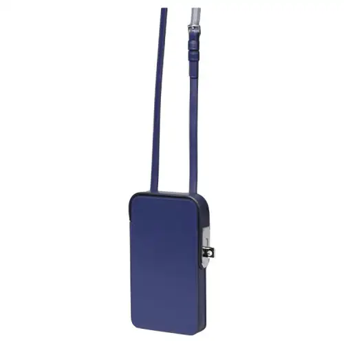 HERMES Hac A Bo Tadelakt Calfskin Cell Phone Pouch Unisex Blue