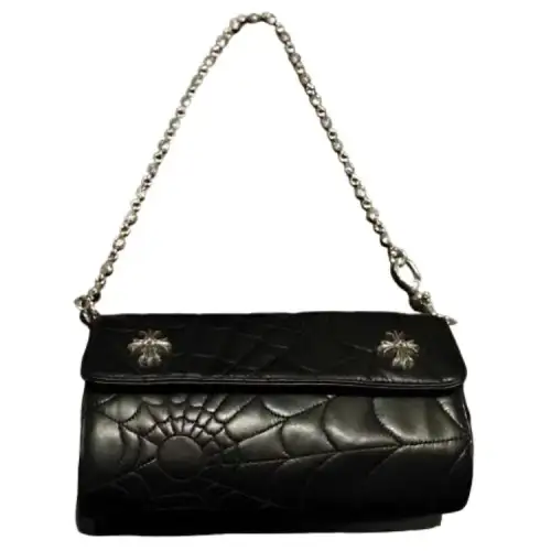 Chrome Hearts Leather Handbag, Shoulder Bag Women's Black