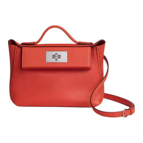 HERMES 24/24 Evercolor & Swift Calfskin Handbag, Shoulder Bag, Crossbody Bag Mini Women's Orange