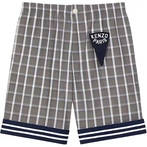【Previous Season】logo-patch checked cotton shorts