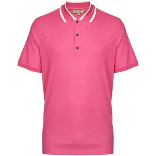 Burberry Polo Shirts Men's Pink Crew Neck Moderate Straight Fit