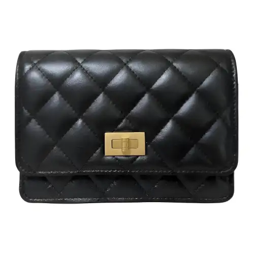 CHANEL Distressed Calfskin Crossbody Bag, Shoulder Bag Women's Black