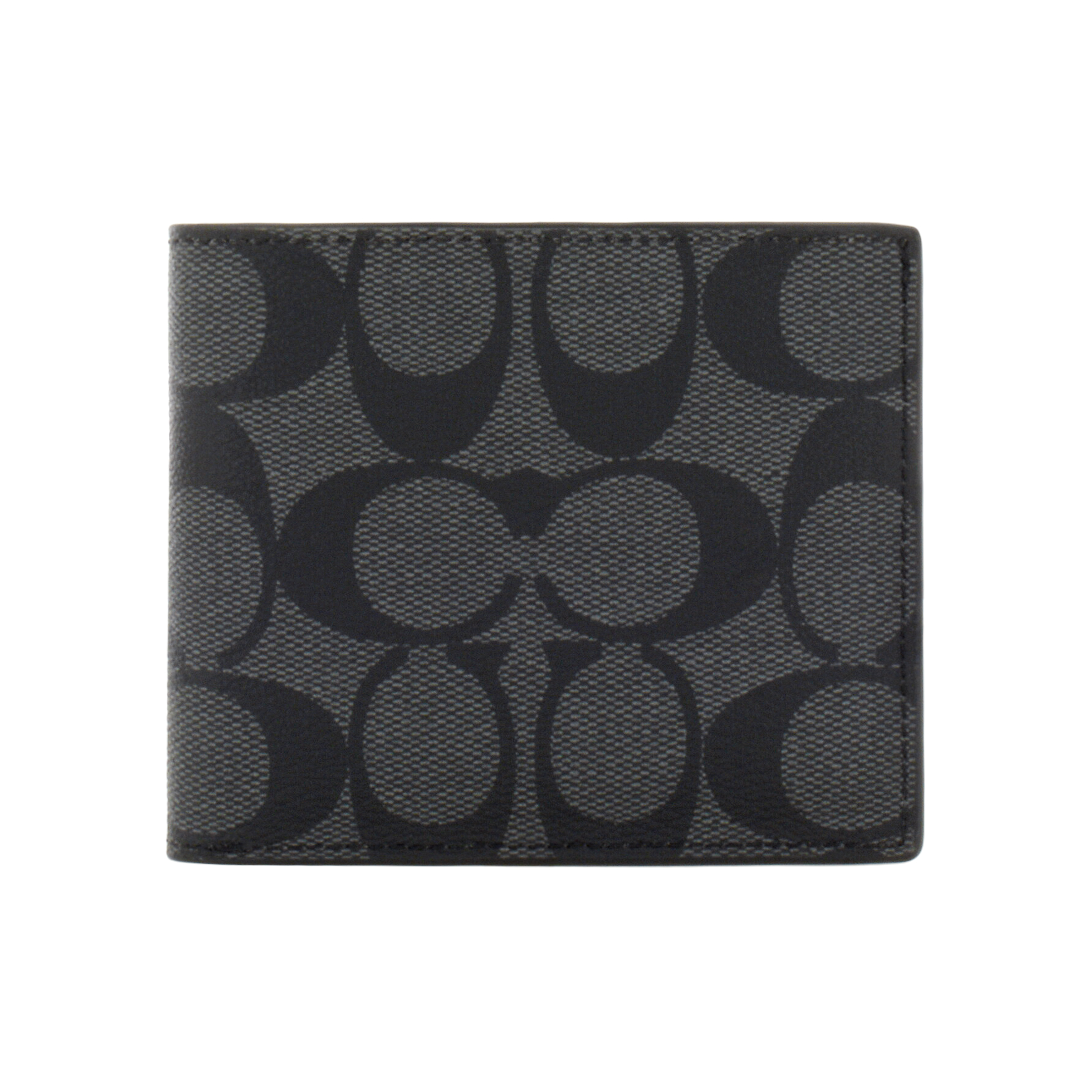 COACH Billfold Wallet 10 Холст/ПВХ Черно-серый