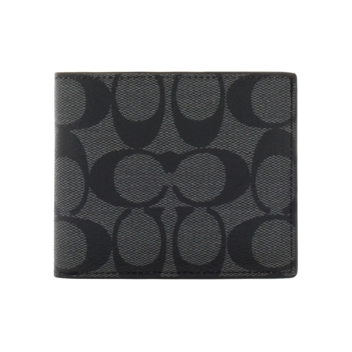 COACH Canvas With PVC Wallet Mini Men's Black Gray