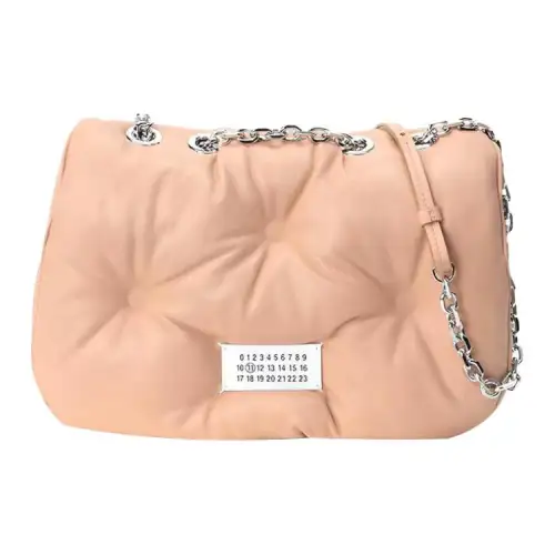 Maison Margiela Leather Crossbody Bag, Shoulder Bag Small Women's Beige Yellow