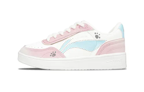 Li Ning Sourdough Slip Resistant Abrasion Resistant Low top Skateboard Shoes Women's Pink White