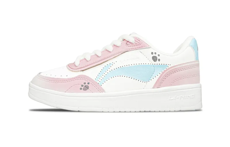 Li Ning Sourdough Slip Resistant Abrasion Resistant Low top Skateboard Shoes Women's Pink White