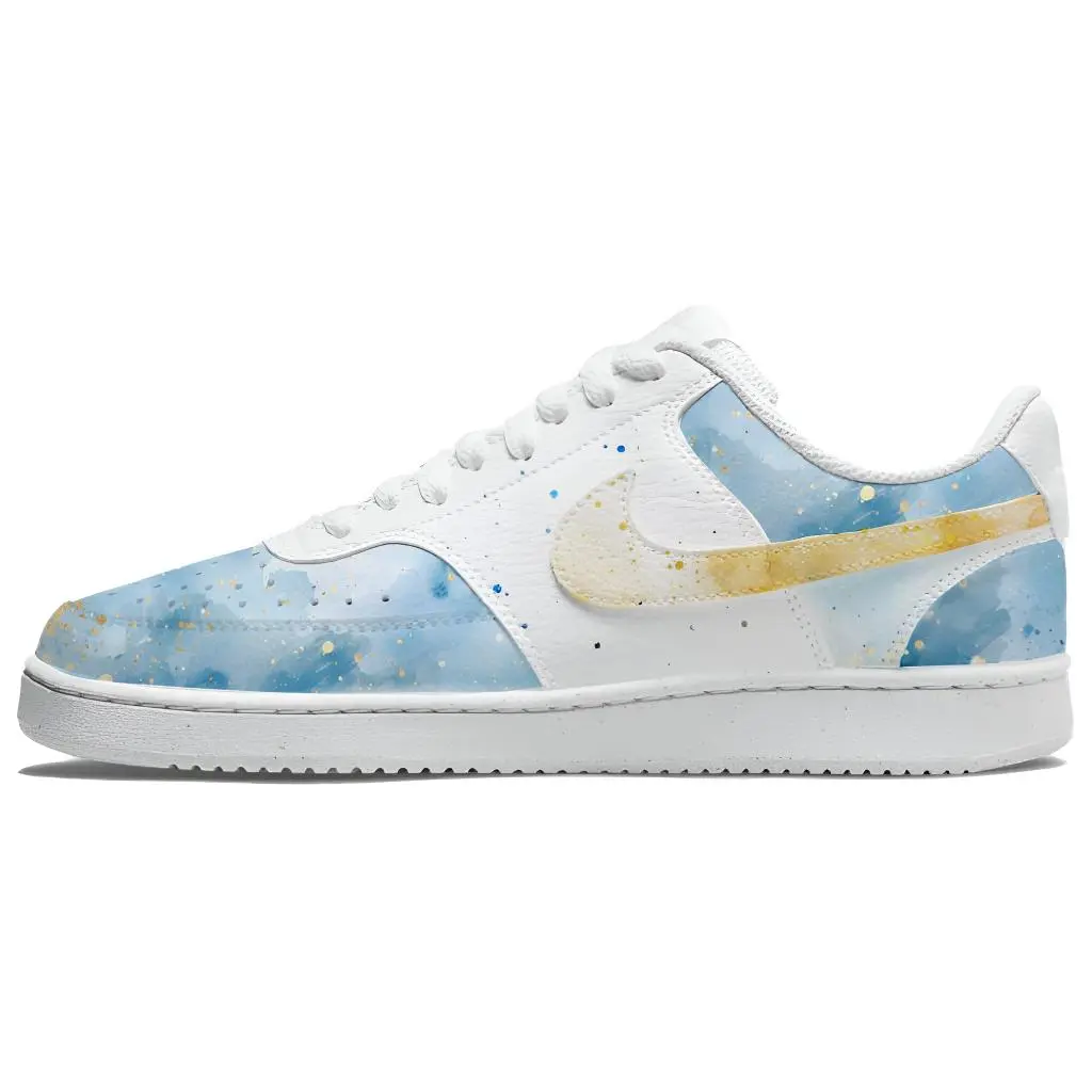 Nike Court Vision 1 Valor Courage Leather Abrasion Resistant Low top Skateboard Shoes Unisex Blue White