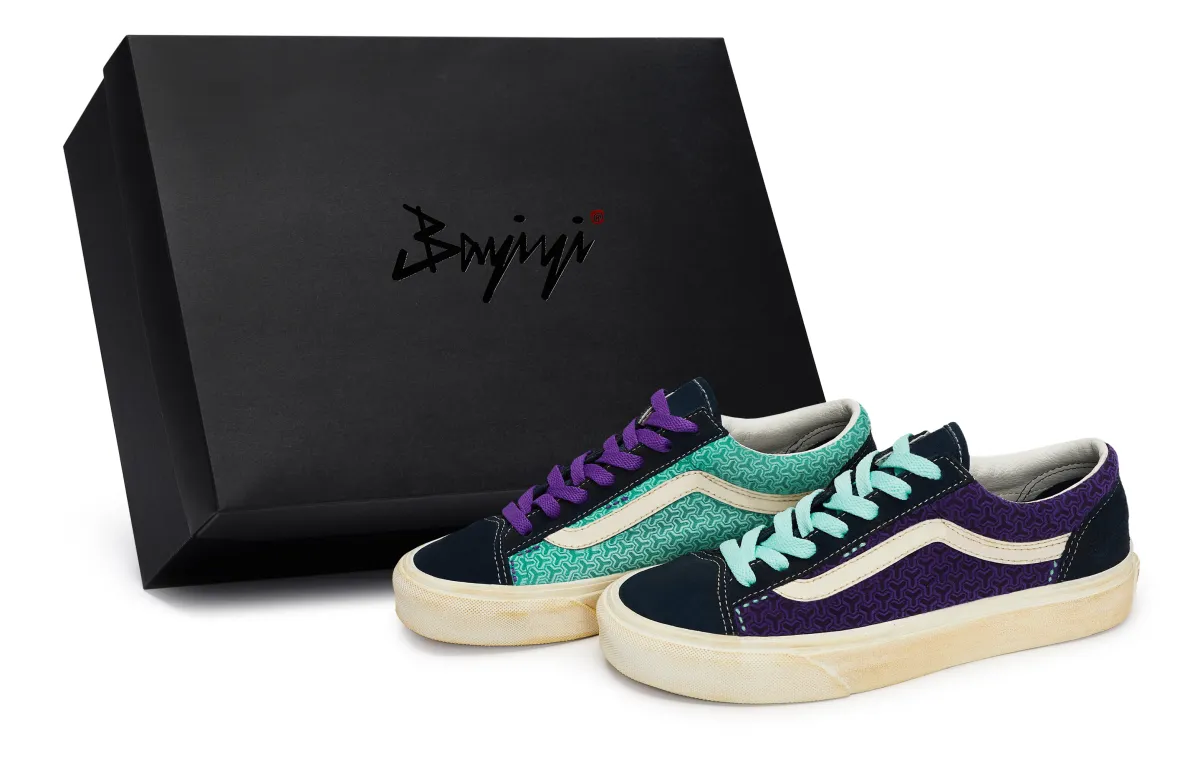 Vans Style 36 811 Manufacturing, Blue Feather Vein Pattern, Special Shoe Box Abrasion Resistant Abrasion Resistant