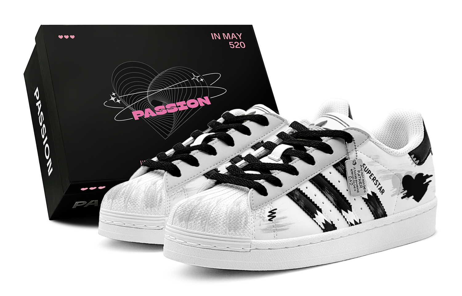 Adidas Originals SUPERSTAR Shell Head, Heart Shadow, New Urban Style, Versatile Fashion Low top Casual Skate Shoes