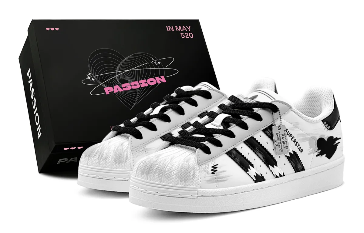 Adidas Originals SUPERSTAR Shell Head, Heart Shadow, New Urban Style, Versatile Fashion Low top Casual Skate Shoes