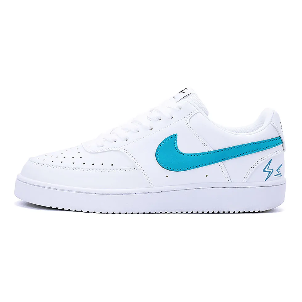Nike Court Vision 1 Bay Blue Leather Slip Resistant Abrasion Resistant Low top Skateboard Shoes Unisex Blue White